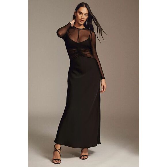 Ginger Sheer Long Sleeve Mixed Media Gown MISHA COLLECTION Size Medium EU 38 - Picture 1 of 8